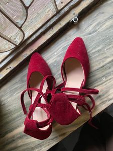 Velvet Red Maroonish Heels