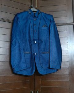 Party Men Blue Tailored Fit Blazer with pant