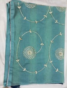 Elegant Teal Embroidered Saree
