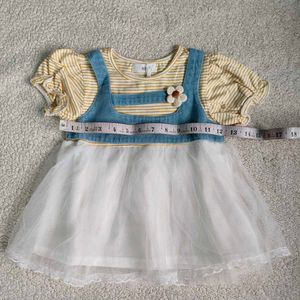 Baby Girl Denim Pinafore Dress with Tulle Skirt