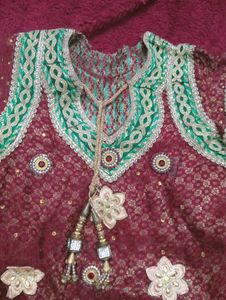 Royal Maroon Khada Dupatta Heavy Pearl &amp; Zari Work