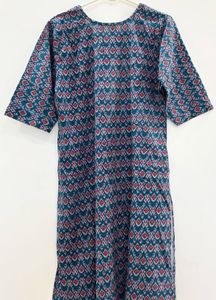 Blue Printed Ikat Style Kurti