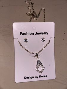 Sparkling Diamond Pendant Necklace &amp; Earring Set