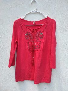 Bare denim y2k style top