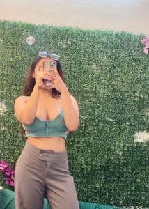 Teal Cutout Button Front Bra Top