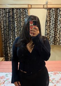 Stylish Navy Blue Wrap Top