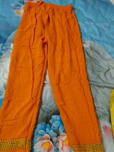 Orange Embellished Kurta Set