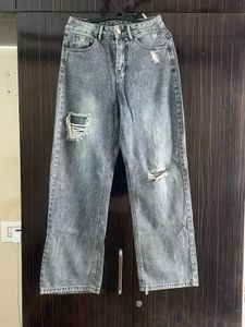 high-waist straight-leg jeans