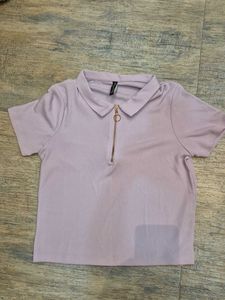 Lilac Zip-Up Polo Shirt