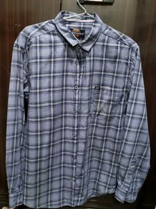 Men's Blue Plaid Casual Shirt