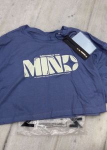 Blue Graphic Print Cropped T-Shirt
