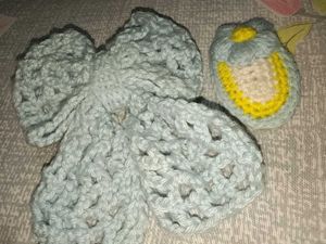Crocheted Bow &amp; Flower Hair Clips