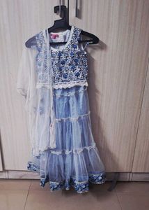 Beautiful Blue Ethnic Cotton And Net choli set