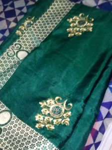 Emerald Green Embroidered Saree