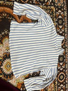 Cute Striped Top with Floral Applique