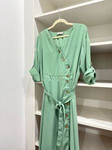 Mint Green Button-Up Dress