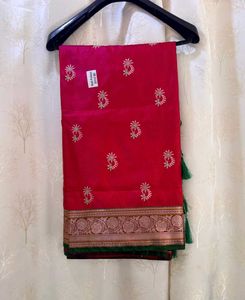 Elegant Red Nath Paithani Embroidered Silk Saree