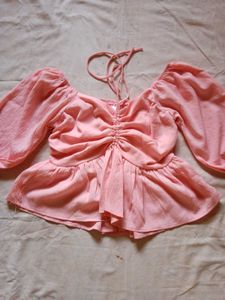 Ruffle Sleeve Cinched Top