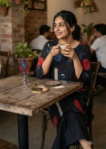 Black Kurta cord Set with Abstract Print