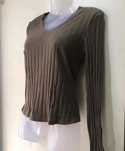 SHEIN Olive Green Ribbed Top