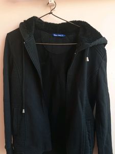 Imported Black Zip-Up Hoodie