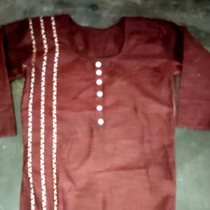 Elegant Brown Kurta with Embellishments
