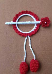 Handmade Crochet Hair Accessory | Red &amp; White Eleg