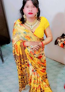 Vibrant Floral Saree with Blouse