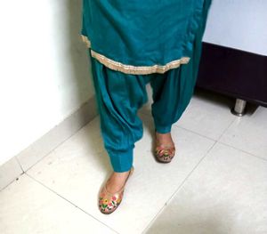 Beautiful Teal Embroidered Kurta Set