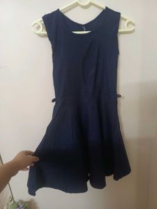 Navy Blue Sleeveless Fit and Flare Dress