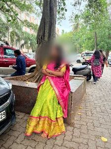 Vibrant Green Ethnic Skirt with Gold Border
