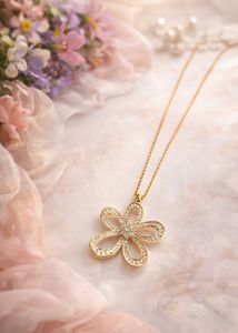 Sparkling Flower Anti Tarnish Pendant Necklace
