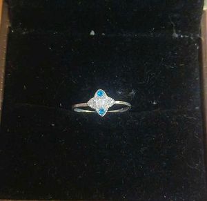 Elegant Diamond &amp; Blue Stone silver Ring
