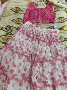 Pink Sequin Lehenga Choli Set