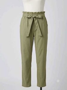 Olive Green Paperbag Waist Pants