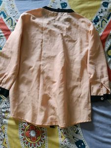 Peach Kurta with Black Trim