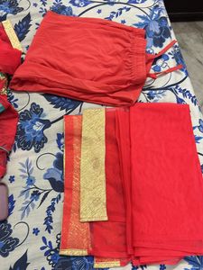 Carrot Red Colour Anarkali Suit Set
