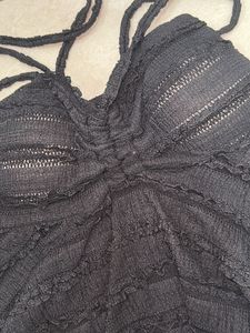 Elegant Black Tie-Strap Crop Top