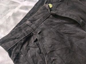 Black Flare Pants with Button Detail