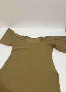Tan Textured Short Sleeve Top
