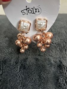 Chic Rose Gold Ball Drop Earrings