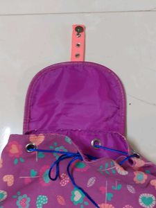 Cute Purple Floral Backpack with Rainbow Pouch