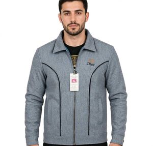 Trendy Wool Blend Winter Jacket For Men | Grey Zip