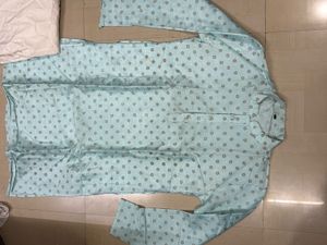 Men's Blue Kurta with White Pajama