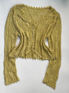 Chic Yellow Crochet Cardigan