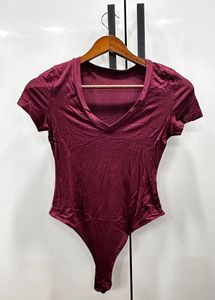 V-Neck Burgundy Bodysuit