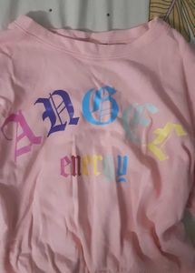 Pink Angel Energy Crop Oversized Sweatshirt