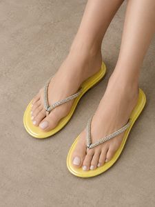 BRAND NEW Sparkly Yellow Flip Flops