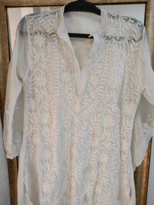 Designer White Chikankari Embroidered Kurta