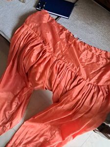 Silky Orange vibrant Patiala Salwar
